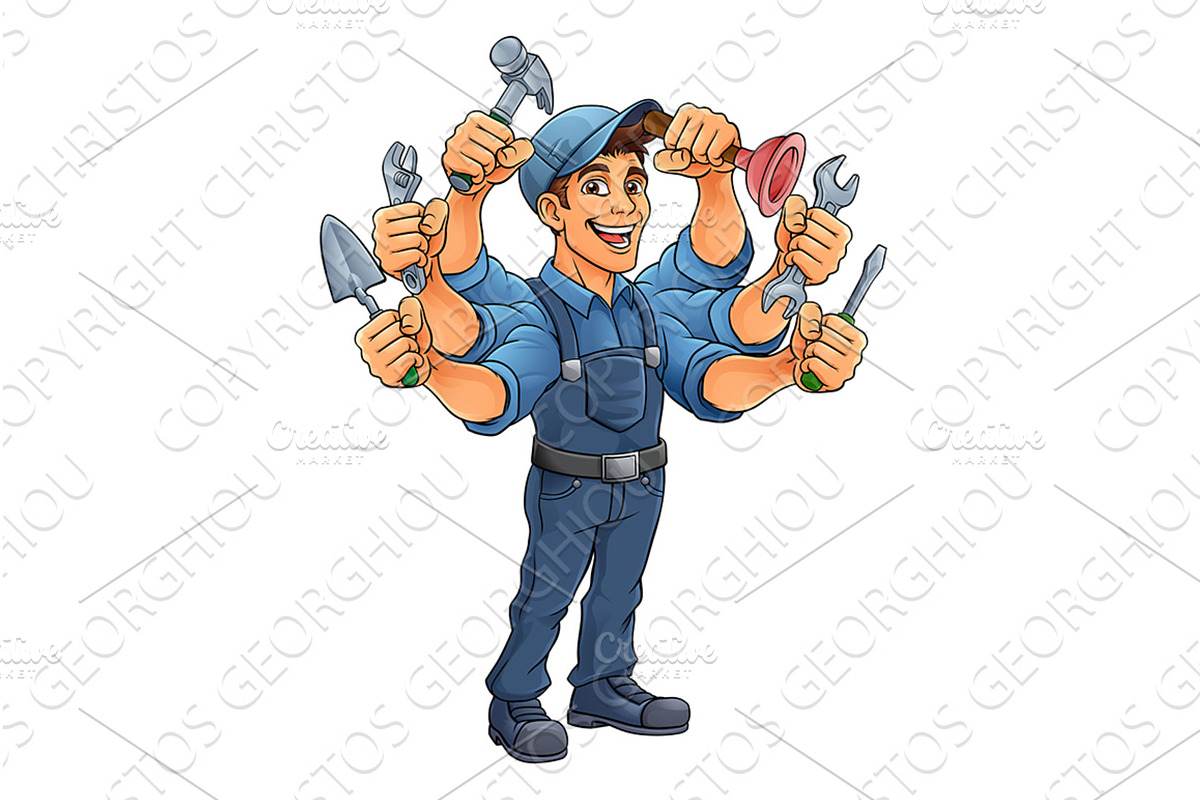 Handyman Cartoon Handy Man Caretaker, a Person Illustration by Christos Georghiou