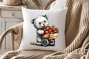Watercolor Strawberry Bear Clipart, a Seasonal Illustration by OK Design (Thumbnail 4 of 6)