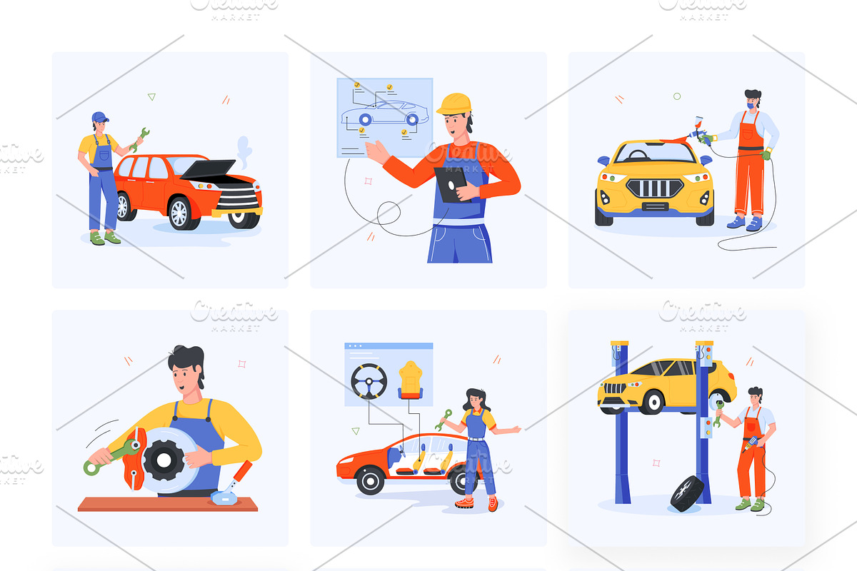 Car Service Illustrations, a Transportation Illustration by Vectors Market (Photo 6 of 9)
