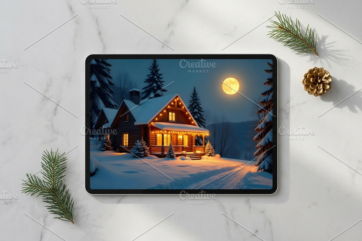Cozy Winter Cabin Night Background, a Nature Photo by Aura Canyon HQ (Photo 7 of 7)