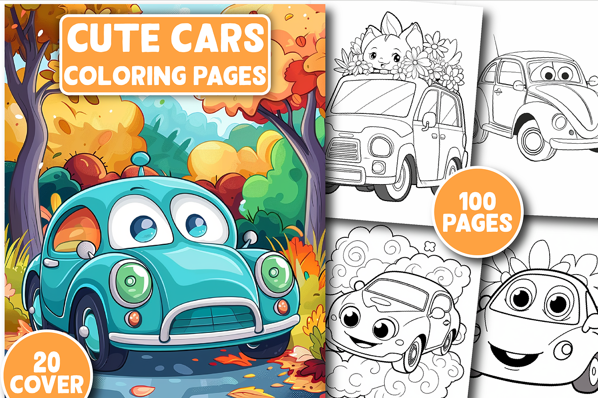 Cute Car Coloring Pages for Kids, a Brochure Template by Design Station (Photo 1 of 4)