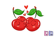 Hand Drawn Cherry Kiss Cartoon, a Food Illustration by MISS CHATZ (Thumbnail 1 of 3)