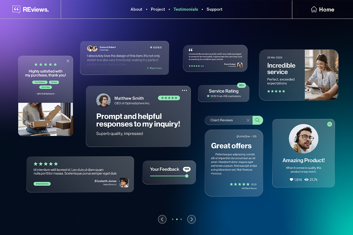 Testimonials, Review & Quotes, an UI Kit Template by BrandPacks