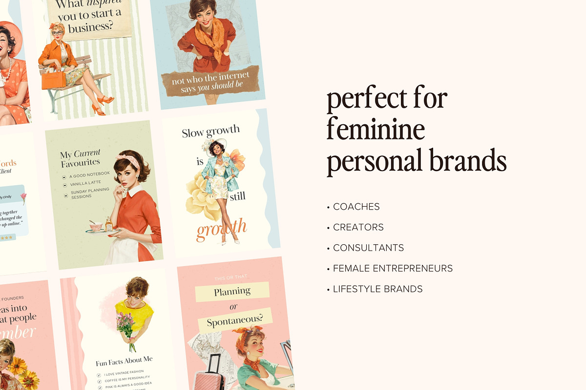 Retro Feminine Instagram Template, a Templates & Theme by Pawprints Canvas Co. (Photo 3 of 8)
