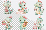 Watercolor Baby Dino Clipart Bundle., an Illustration by SVGArt (Thumbnail 2 of 9)