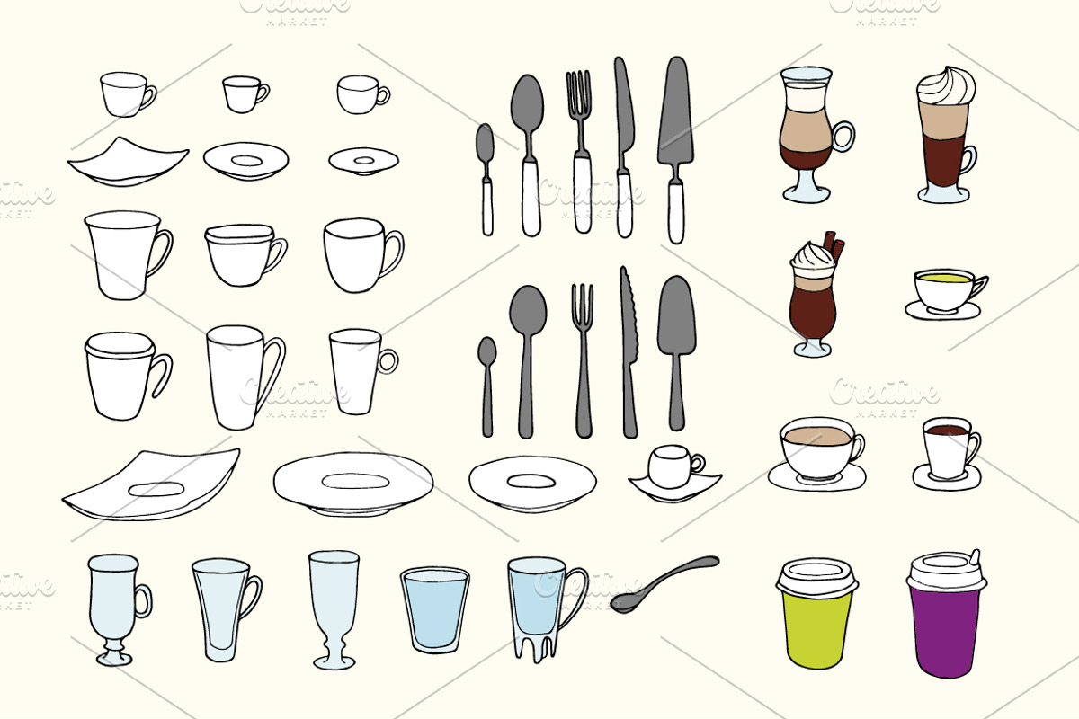 450+ hand drawn desserts and coffee, a Decorative Illustration by pixelwerk (Photo 3 of 8)