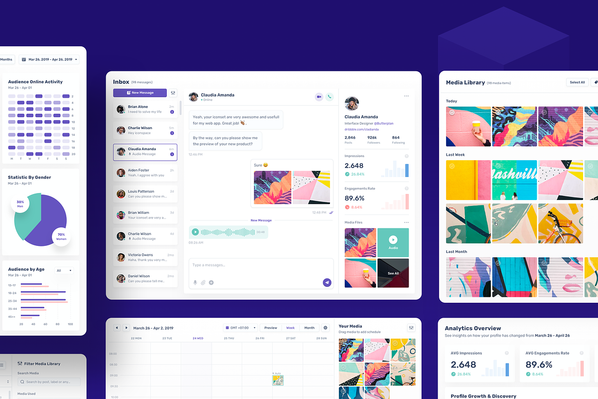 SociaPlan : Dashboard UI Kit, an UI Kit Template by Designspace (Photo 6 of 6)