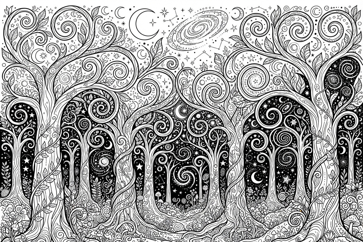 50 Mystical Galaxy Forest Silhouette, a Technology Illustration by Amazin_art (Photo 33 of 33)