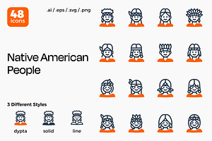 Native American People Icon Set, a Duotone Icon by Eklip Studio