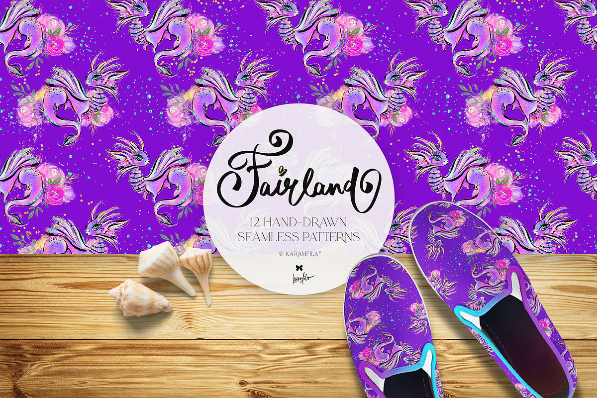 Fairy Castle Dragon Unicorn Patterns, a Pattern Graphic by KaramfilaS (Photo 6 of 15)