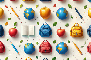Colorful school supplies pattern, a Photo by DanFLCreativo