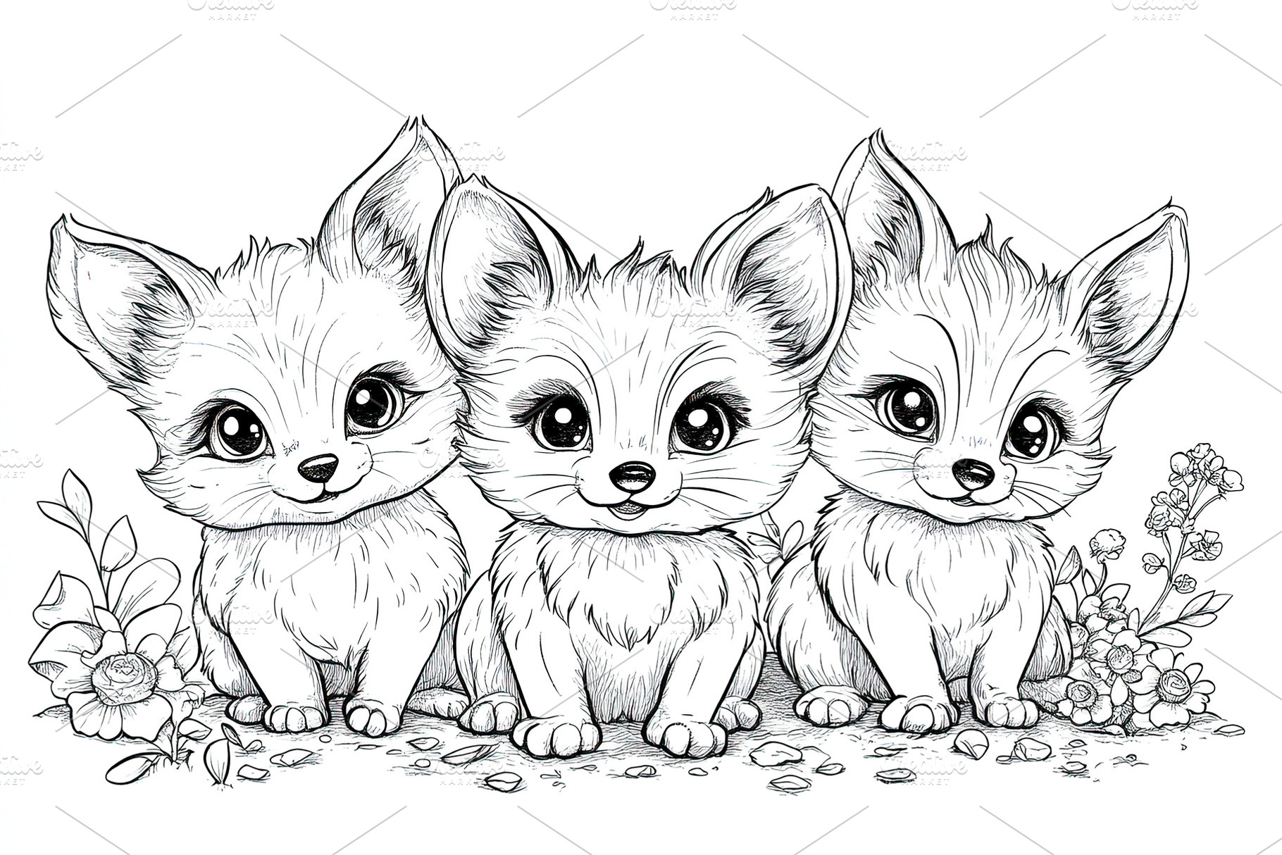 Cute Fox Trio Coloring Page, an Animal Photo by Ales Munt