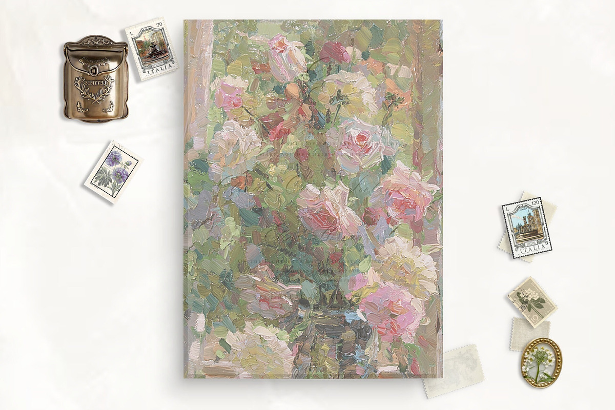 Vintage Pink Roses Printable Vellum, a Stationery Template by SilverJoyAtelier (Photo 2 of 2)