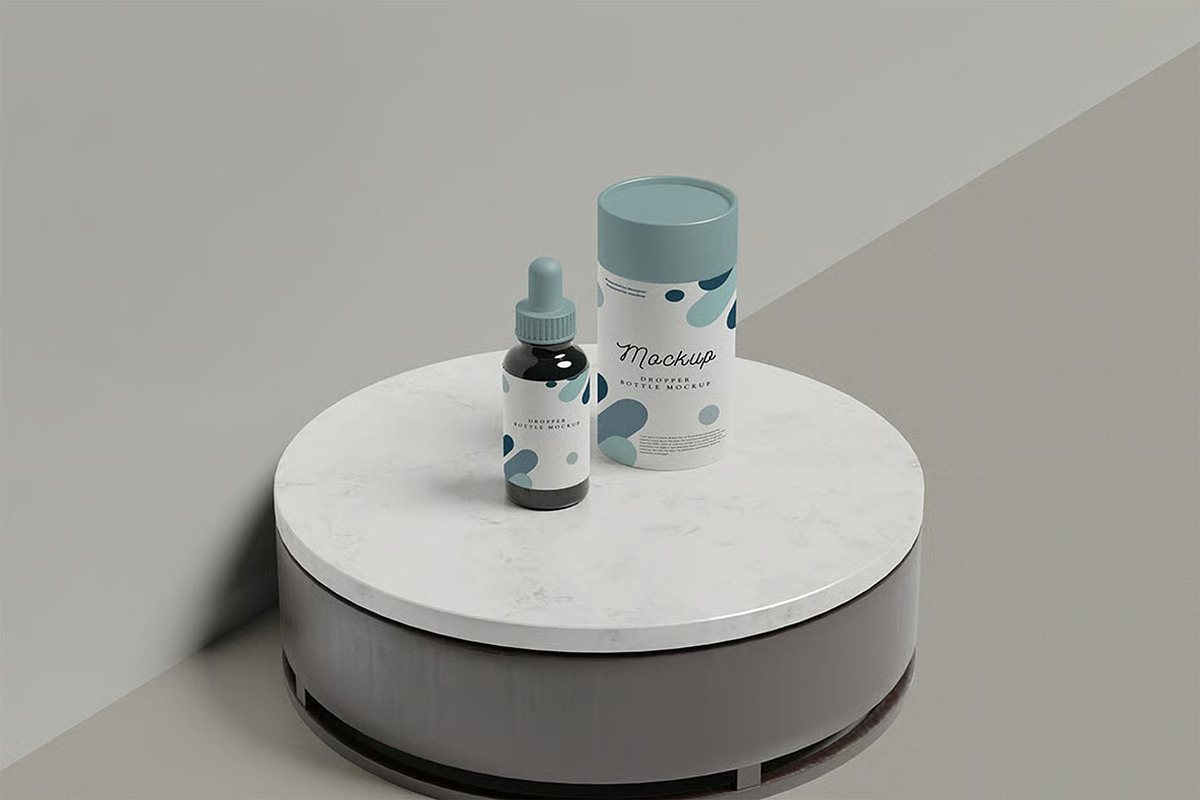 Droper Bottle Cylindrical Box Mockup, a Packaging Mockup by zpackcreative (Photo 4 of 5)