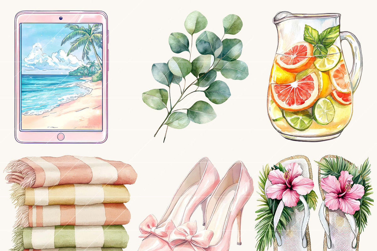 Watercolor Peach Summer Planner, a Seasonal Illustration by Design Scotch (Photo 4 of 8)