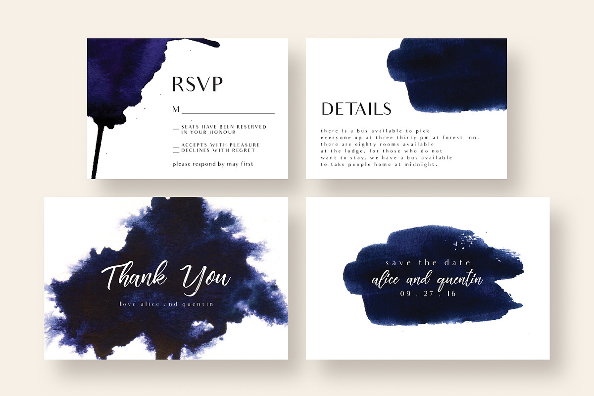 Chic Indigo Ink Wedding Suite, an Invitation Template by Knotted Design (Photo 5 of 6)