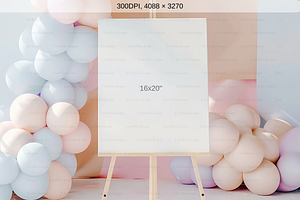 3x4 Easel Mockup Balloon Welcome