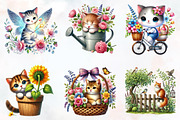 Spring Cats Sublimation Clipart, an Illustration by RobertsArt (Thumbnail 4 of 7)