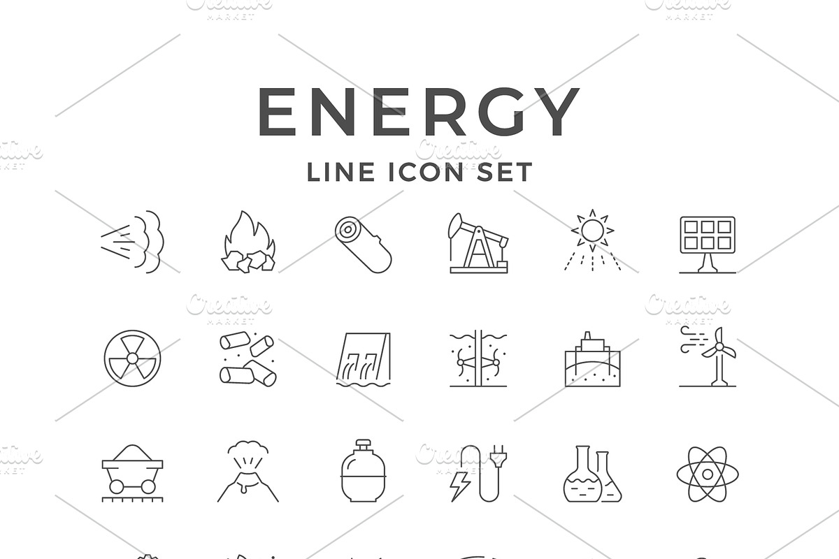 Set line icons of energy, an Outline Icon by motorama (Photo 1 of 2)