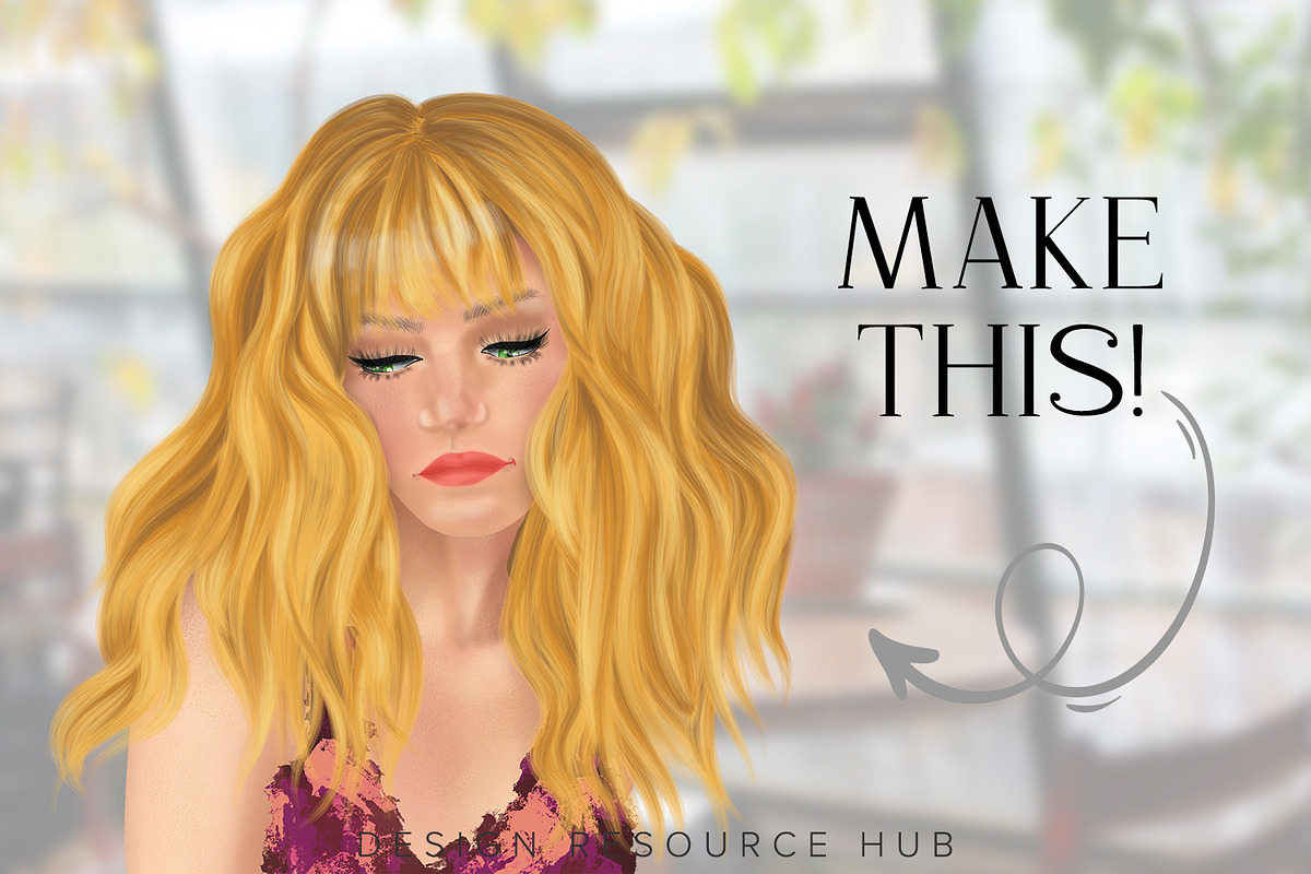 Procreate Hair Brush Set, a Brush Add-On by Design Resource Hub (Photo 3 of 8)