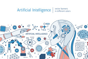Artificial intelligence banners, a Technology Illustration by Good Studio