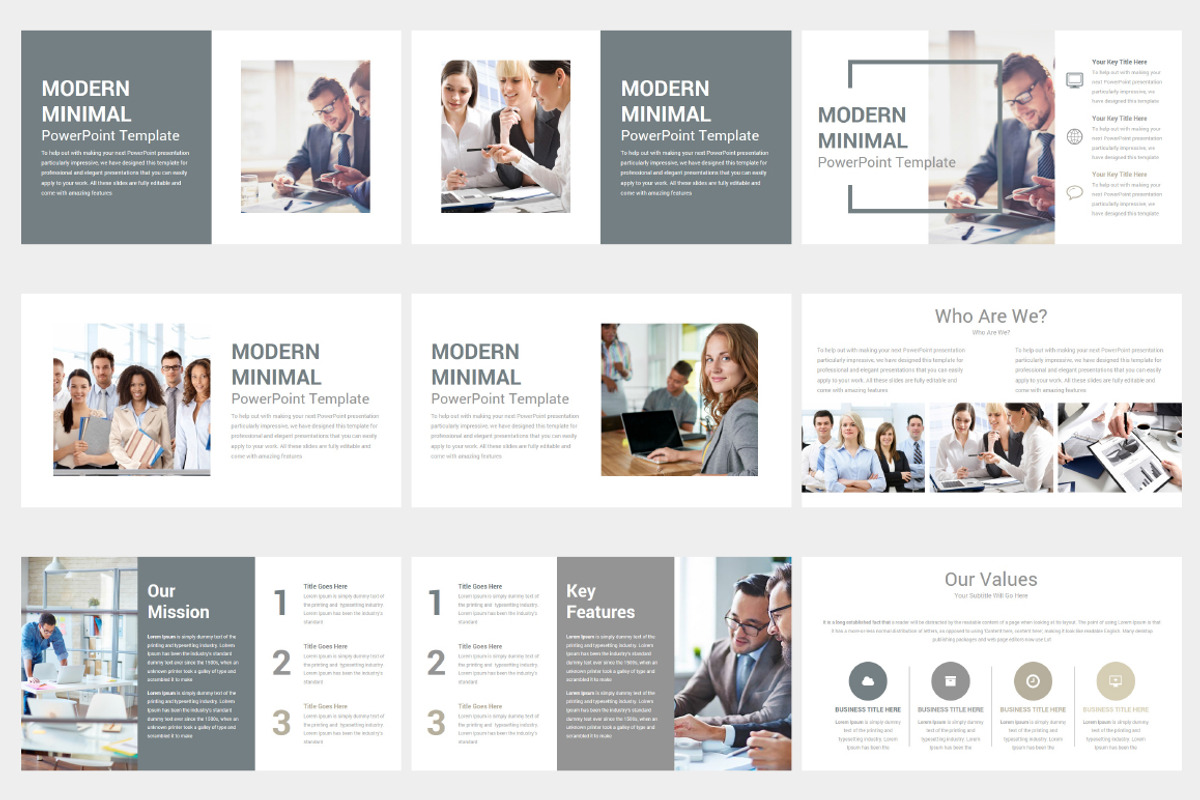 Modern Minimal PowerPoint Template, a Presentation Template by SlideArt (Photo 6 of 22)