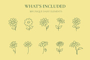 DAISY LINE ART SET, an Outline Icon by OREHOVKA (Thumbnail 2 of 4)