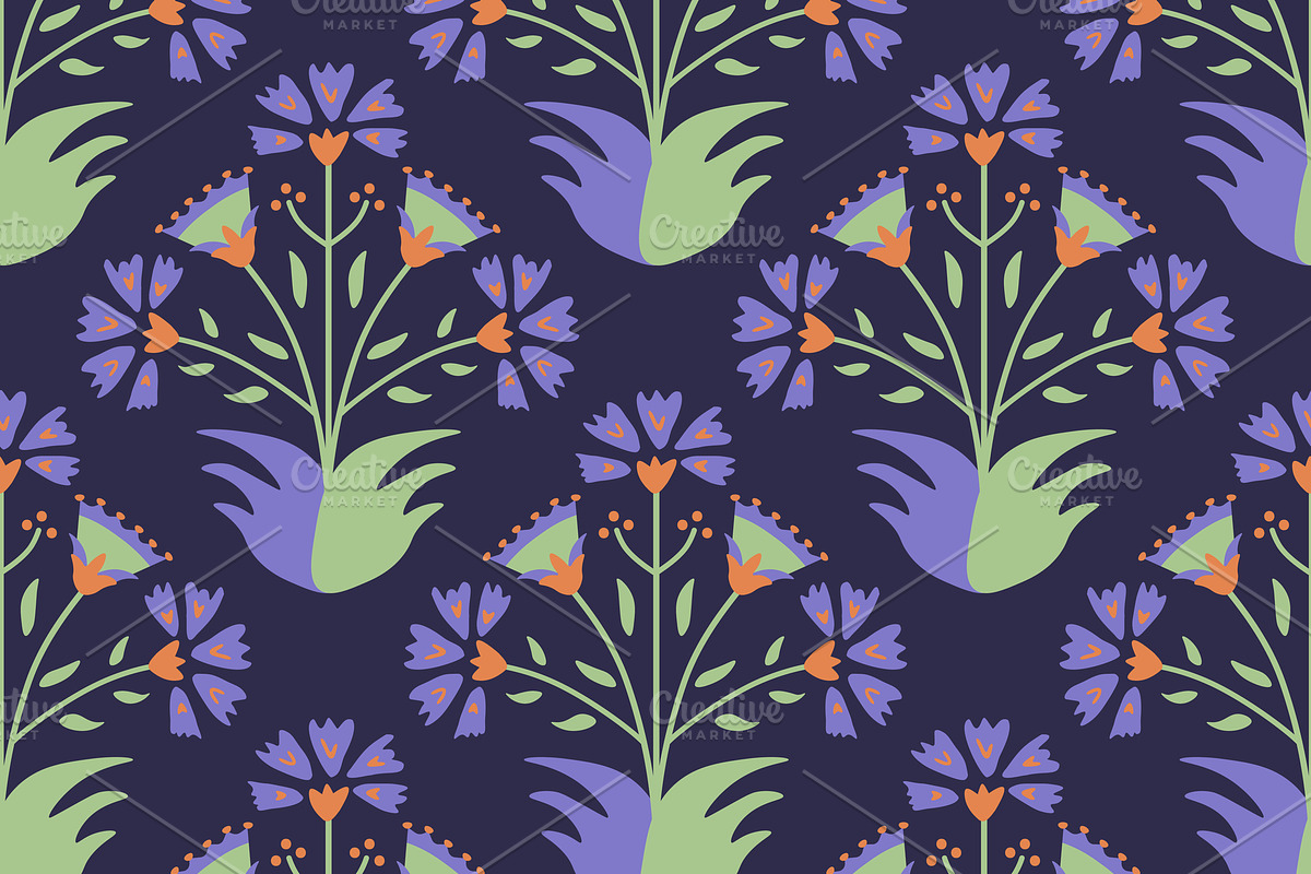 Seamless ethnic floral, a Pattern Graphic by elyomys (Photo 1 of 3)