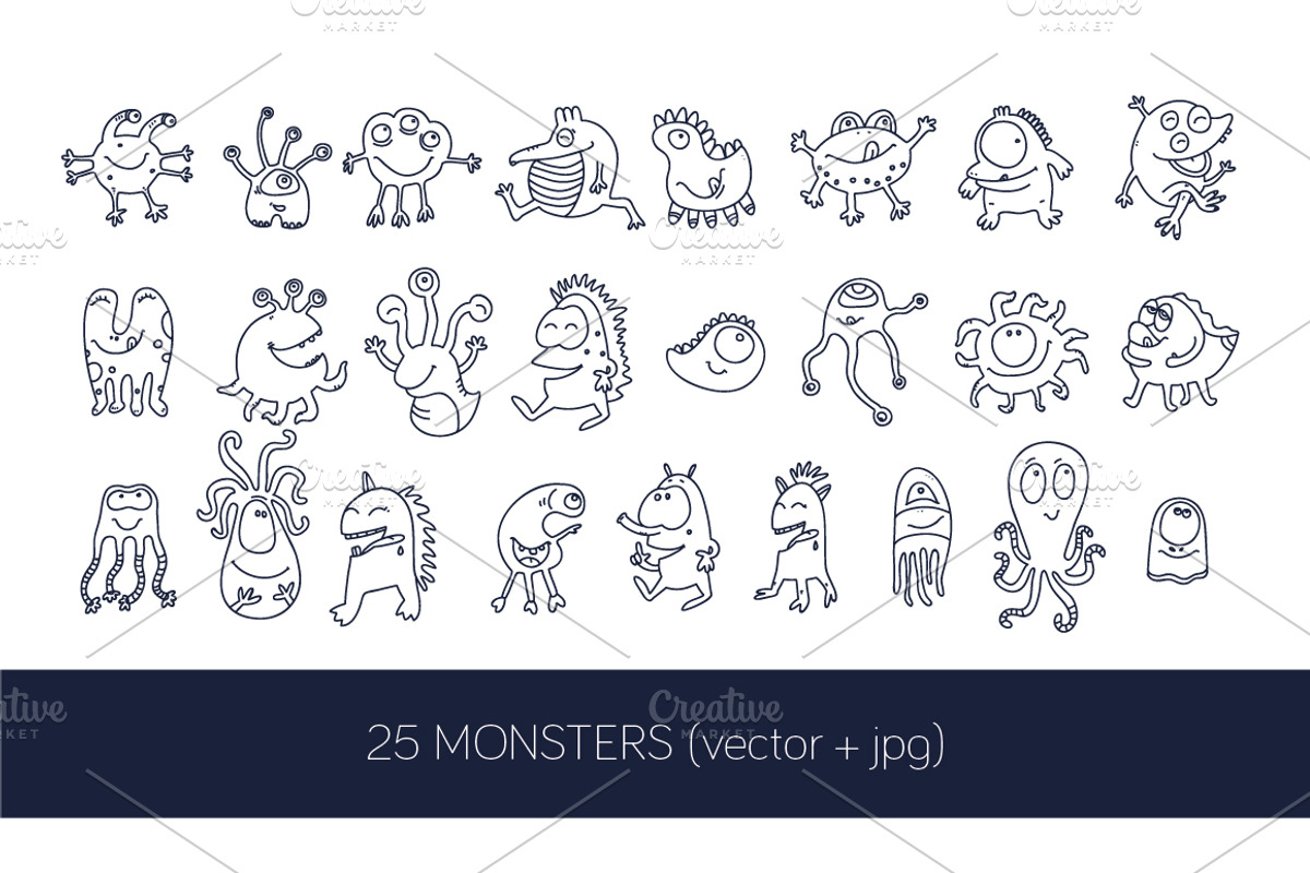 Monster set, an Illustration by YuliaBiser (Photo 4 of 6)