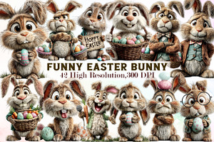 Funny Easter Bunny Clipart, an Illustration by Sublimation Artist