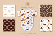Boho dinosaur clipart & patterns, an Animal Illustration by JulzaArt (Thumbnail 8 of 9)