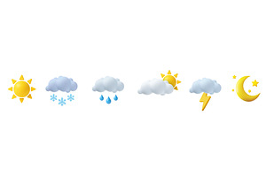 3D cartoon weather icons for