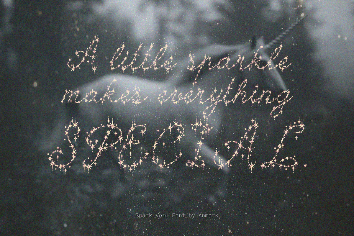 Spark Veil Decorative Glitter Font, a Script Font by AnMark (Photo 7 of 13)