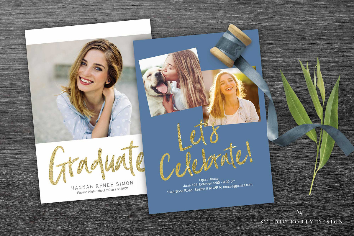 Golden Graduate Announce G102, an Invitation Template by Studio Forty Design (Photo 2 of 5)