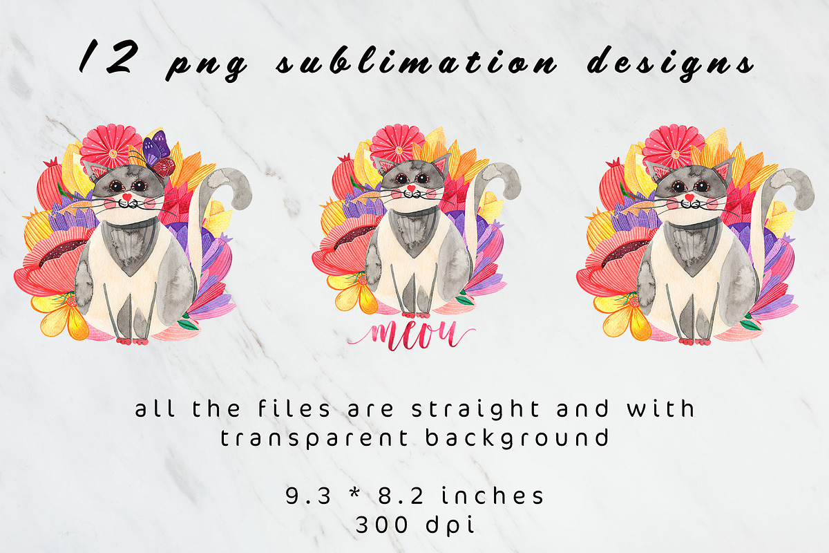 Flower cat tumbler wrap, an Object Graphic by AnastasiaWatercolor (Photo 7 of 8)
