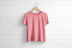 Pink T-shirt on Wooden Hanger Agains, a Beauty & Fashion Photo by Pixeness Studio