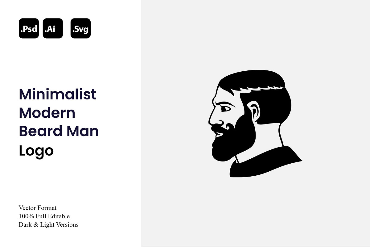 Minimalist Modern Beard Man Logo, a Branding & Logo Template by Luxury Logos (Photo 1 of 4)