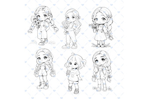 Procreate Chibi Girls Stamp Brushes