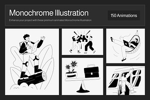 Animated Monochrome Illustration Set, an Object Illustration by Vectors Market