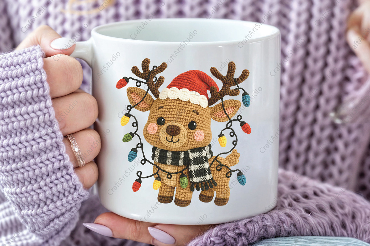 Reindeer Crochet Christmas Santa PNG, an Illustration by CraftArtStudio (Photo 3 of 4)