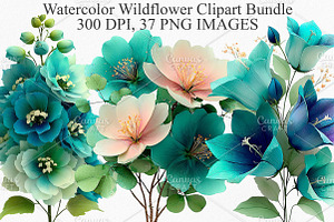 Watercolor Wildflower Clipart Bundle, an Illustration by Canvas Craft