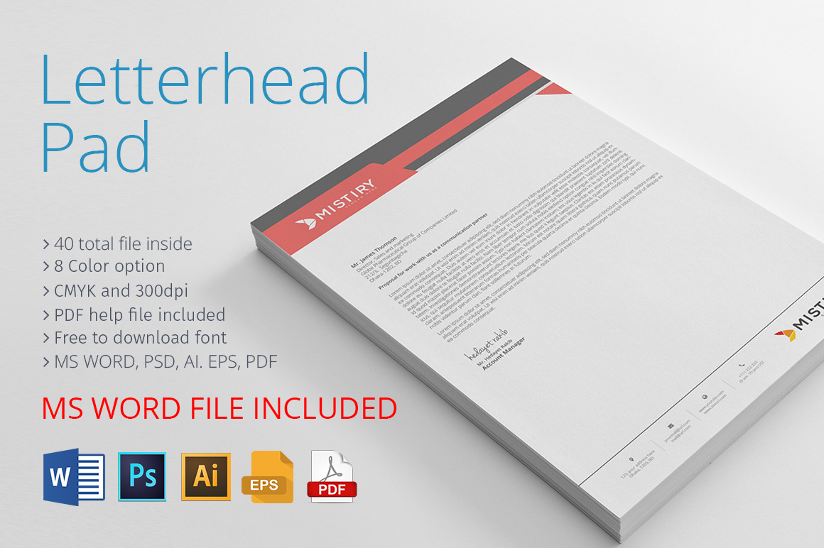 Letterhead Pad With Ms Word, a Stationery Template by Rongmistiry