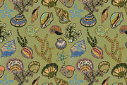 Vintage Seashell Coastal Nautica, a Pattern Graphic by NayaChu (Thumbnail 4 of 9)