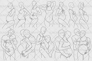 Pregnant Body Poses Stamp Procreate