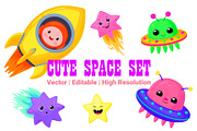 cartoon cute space set + patterns, a Pattern Graphic by ChubbyBunny Art (Thumbnail 1 of 12)