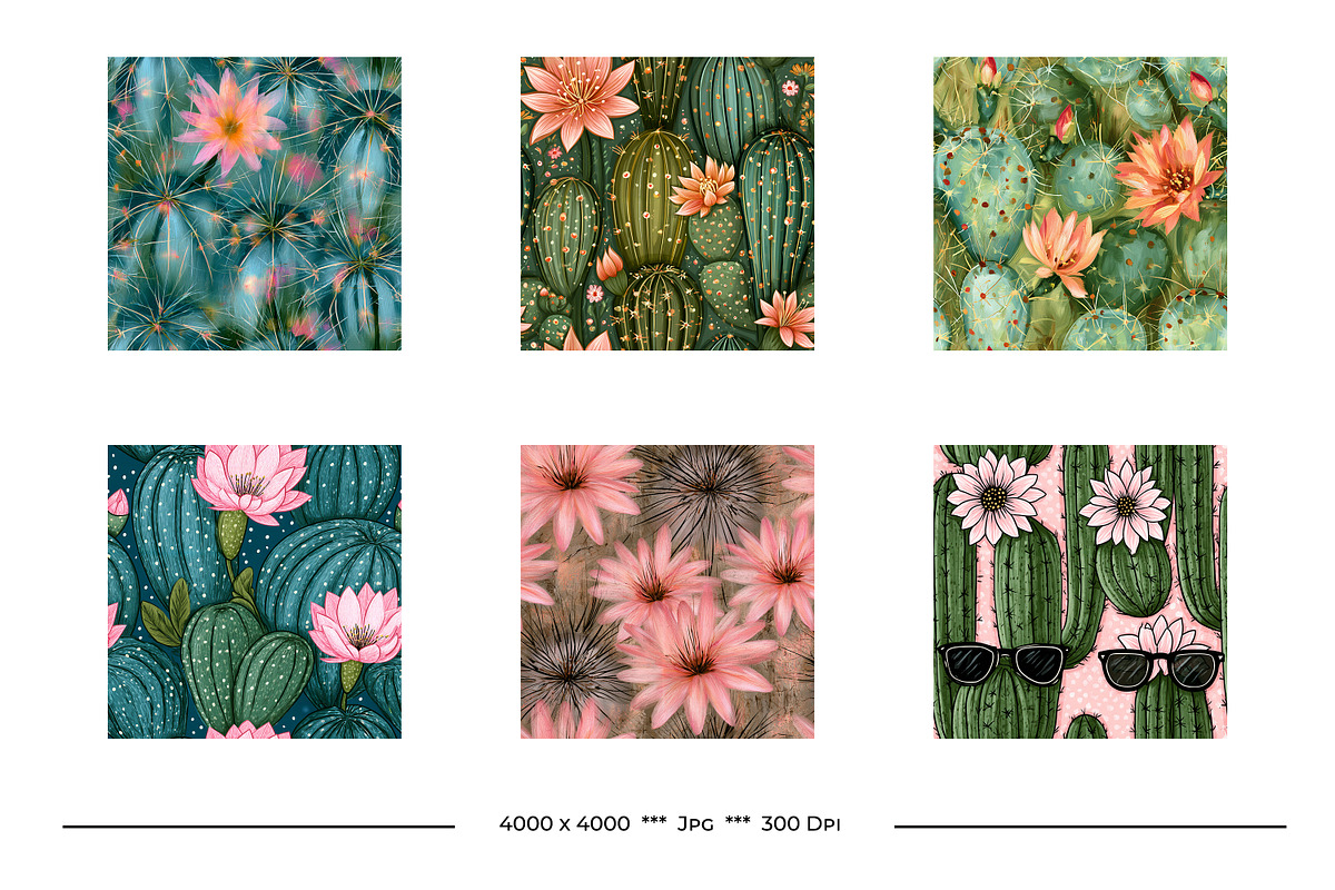 Cactus Flower Retro Art Designs, a Pattern Graphic by karenfoleyphoto (Photo 10 of 18)