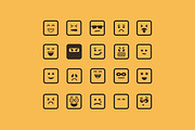 Square Emoticon Vectors, an Outline Icon by Medialoot (Thumbnail 2 of 2)