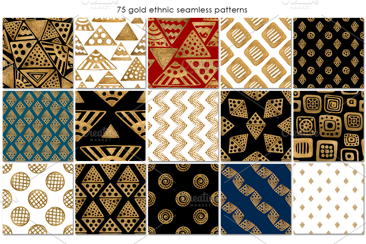 GOLD ETHNIC patterns. Hand painted., a Pattern Graphic by xgart (Photo 3 of 7)