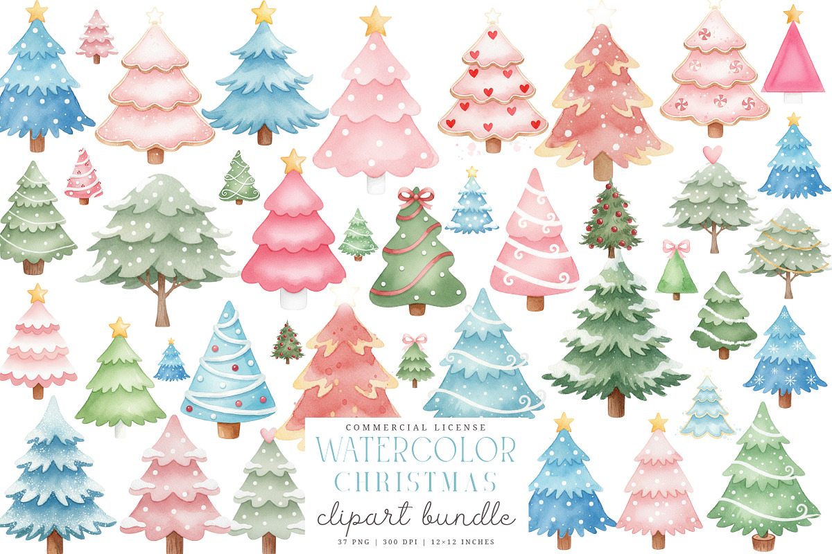 Watercolor Christmas Gift Clipart, an Illustration by SinaCreation (Photo 1 of 7)