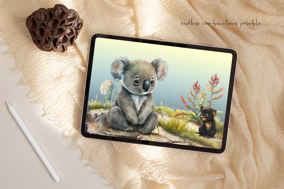 Australian Animals. Watercolor Set., an Animal Illustration by Dazzling Art Boutique (Photo 5 of 8)